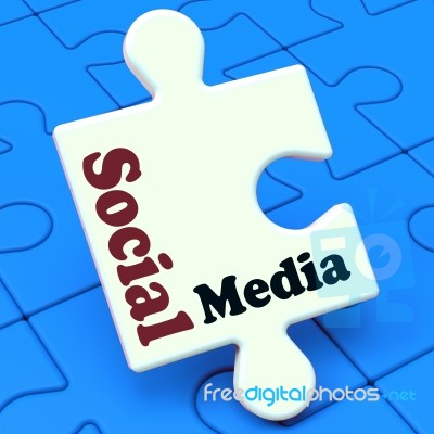 Social Media Puzzle Shows Online Community Relation Stock Image