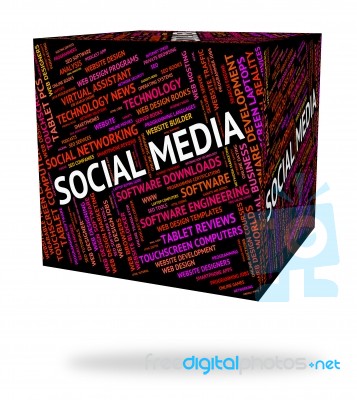 Social Media Showing Multimedia Forums And Posts Stock Image