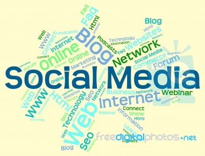 Social Media Shows Wordcloud Word And Internet Stock Image