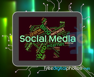 Social Media Shows Wordcloud Word And Internet Stock Image