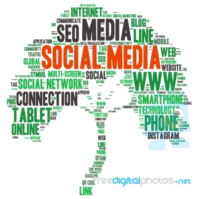 Social Media Tag Word Cloud Background Stock Image