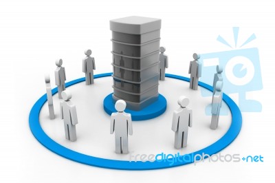 Social Network And Server Stock Image