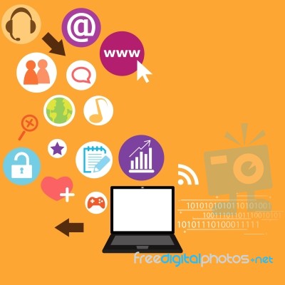 Social Network Background With Media Icons Stock Image