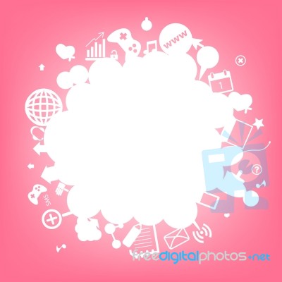 Social Network Background With Media Icons Stock Photo