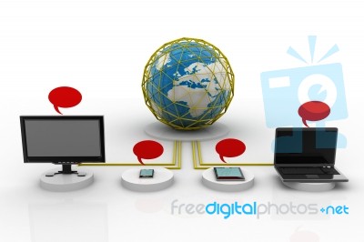 Social Network, Communication In The Global Computer Networks Stock Image