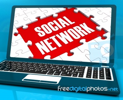 Social Network On Laptop Showing Online Communications Stock Image