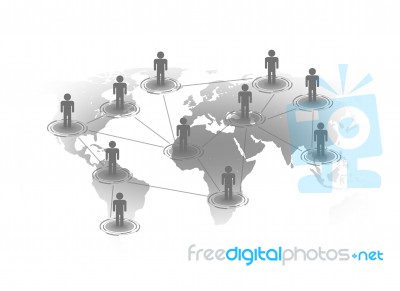 Social Network On World Map Stock Image