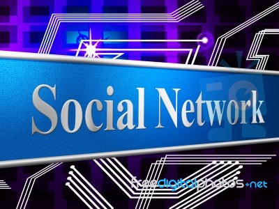 Social Network Represents Connecting People And Friends Stock Image