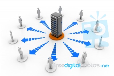 Social Network With Server Stock Image