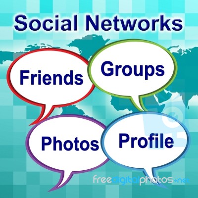 Social Networks Words Means News Feed And Forums Stock Image