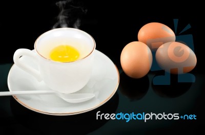 Soft-boiled Egg In White Cup Stock Photo