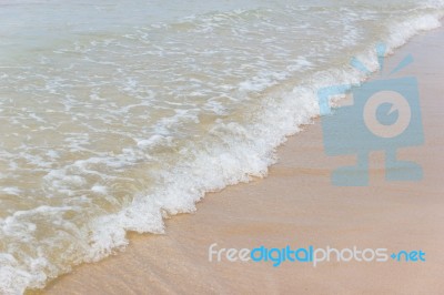 Soft Wave Of The Blue Ocean On The Seashore Of Thailand Stock Photo