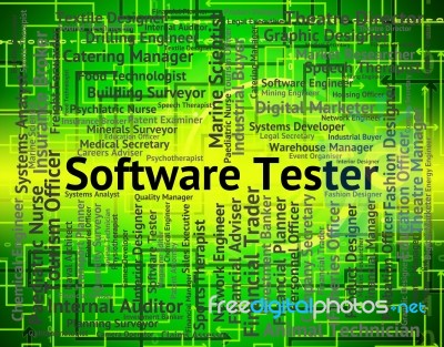 Software Tester Represents Scrutinizer Tests And Occupation Stock Image