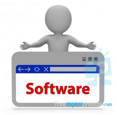 Software Webpage Represents Browsing Programs 3d Rendering Stock Image