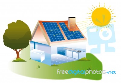 Solar Energy And Residential House Stock Image