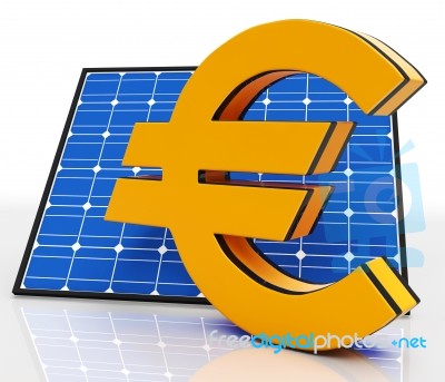 Solar Panel And Euro Shows Saving Energy Stock Image