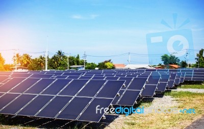 Solar Panels In Station Stock Photo