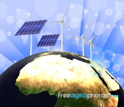 Solar Power Means Earth Day And Electric Stock Image