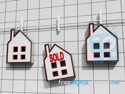 Sold House Meaning Sale Of Real Estate Stock Image