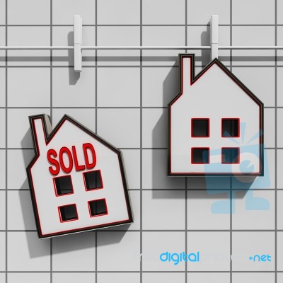 Sold House Means Sale Of Real Estate Stock Image