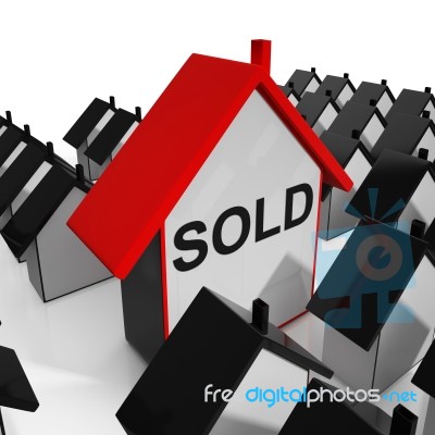 Sold House Shows Purchase Or Auction Of Home Stock Image