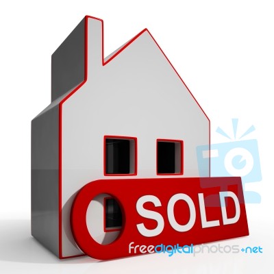 Sold House Shows Successful Offer Or Auction Stock Image