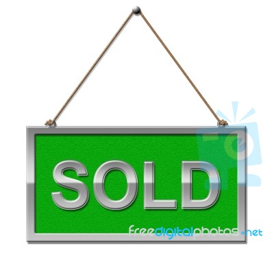 Sold Sign Indicates Displaying Display And Signs Stock Image