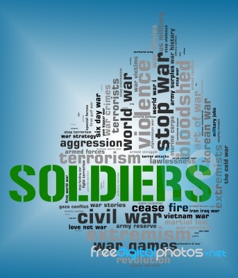 Soldiers Word Means Comrade In Arms And Army Stock Image