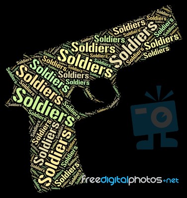 Soldiers Word Represents Comrade In Arms And Gis Stock Image