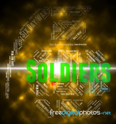 Soldiers Word Shows Comrade In Arms And Gi Stock Image