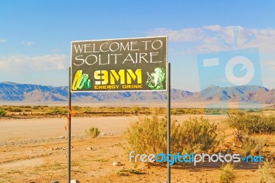 Solitaire Welcome Sign In Namibia Stock Photo