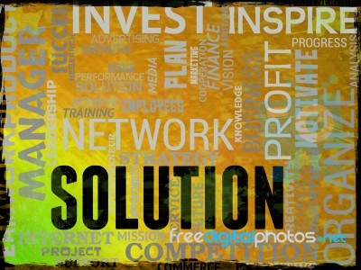 Solution Icons Represent Solving Successful And Success Stock Image