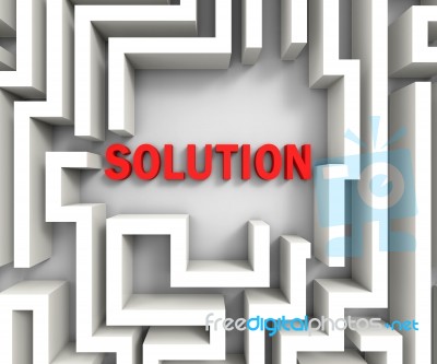 Solution In Maze Shows Puzzle Solved Stock Image