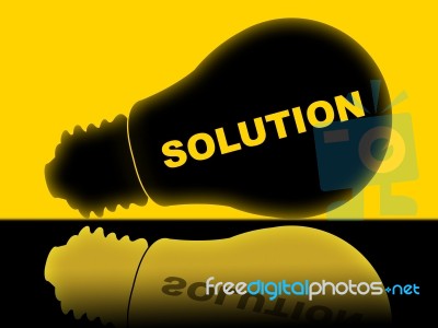 Solution Lightbulb Represents Solutions Success And Solved Stock Image