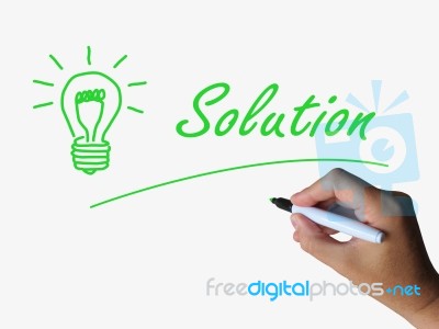 Solution Lightbulb Shows Solutions Resolutions And Results Stock Image