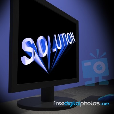 Solution On Monitor Showing Successful Strategies Stock Image