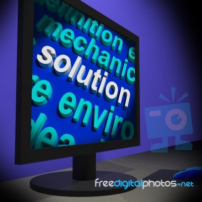 Solution On Monitor Shows Solving Stock Image