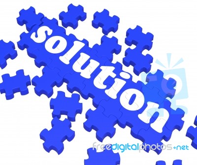 Solution Puzzle Shows Business Success Stock Image