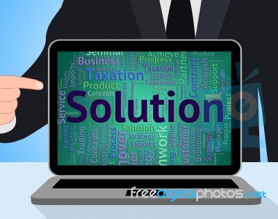 Solution Word Indicates Solving Solutions And Achievement Stock Image