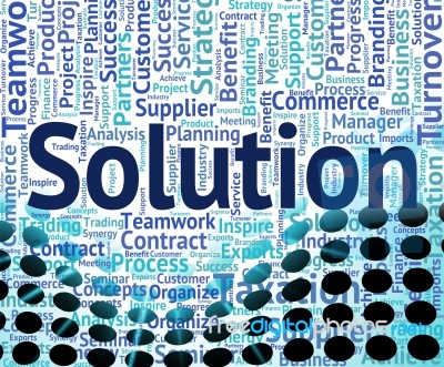 Solution Word Means Solved Successful And Succeed Stock Image