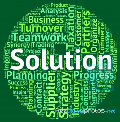 Solution Word Means Successful Succeed And Wordclouds Stock Image