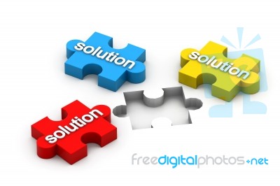 Solution word on jigsaw Stock Image