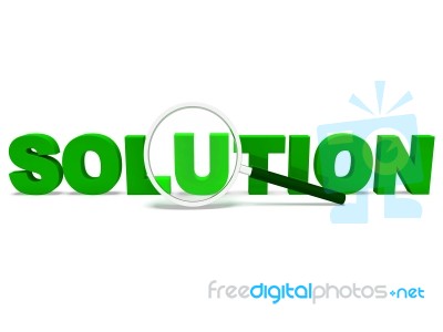 Solution Word Shows Solve Resolve Succeed And Solved Stock Image