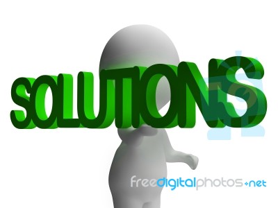 Solutions And 3d Character Showing Answers And Fixing Stock Image