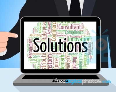 Solutions Word Represents Achievement Successful And Solve Stock Image