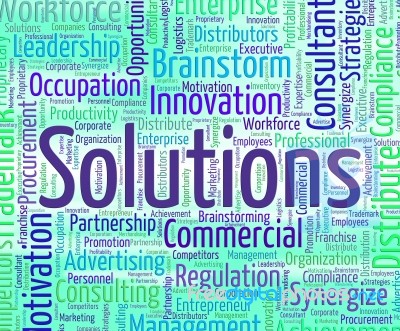 Solutions Word Represents Solved Words And Text Stock Image