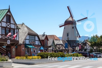 Solvang, California/usa - August 9 : Main Street In Solvang Cali… Stock Photo