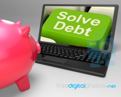 Solve Debt Key Means Solutions To Money Owing Stock Image