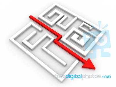 Solved Maze Puzzle Stock Image