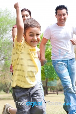 Son With Parents Stock Photo